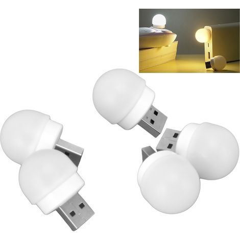 Mini veilleuse USB champignon, lampe LED USB, lampe USB de protection des yeux, mini veilleuse portable d'urgence pour l'extérieur, lumière chaude (lot de 5) (1/5)