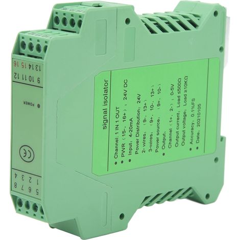 4–20 mA DC-Stromisolierungssignalwandler mit 1 Eingang und 1 Ausgang, Entstörungsmodul für SPS-Erkennung, 24 V DC-Netzteil (1/5)