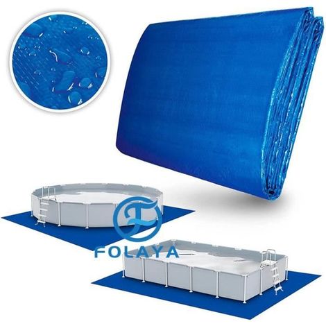 Tapis de Sol pour Piscine Hors Terre Rectangulaire & Rond FOLAYA Bleu 335x335cm (1/3)