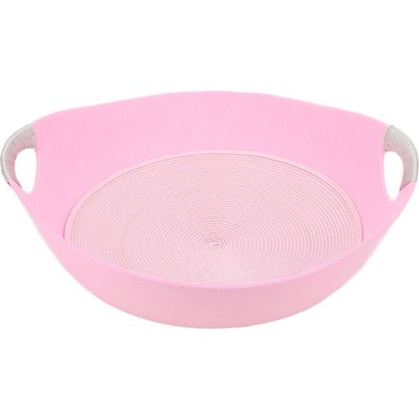 Lit pour animaux de compagnie toutes saisons, chenil en feutre avec tapis en corde de chanvre pour chatons et mini cochons (rose) (1/5)