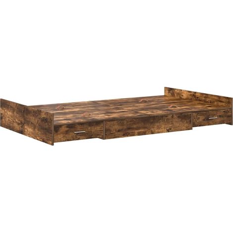 Lit double,Lit adulte,Cadre de lit avec rangement avec tiroir Chêne fumé 120 x 190 cm CFW5322074 (1/5)