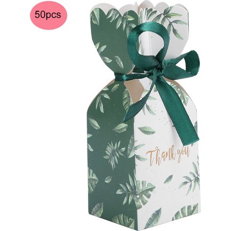 50 boîtes cadeaux élégantes pour mariage avec ruban vert, idéales pour emballage de bonbons et fêtes d'anniversaire (1/5)