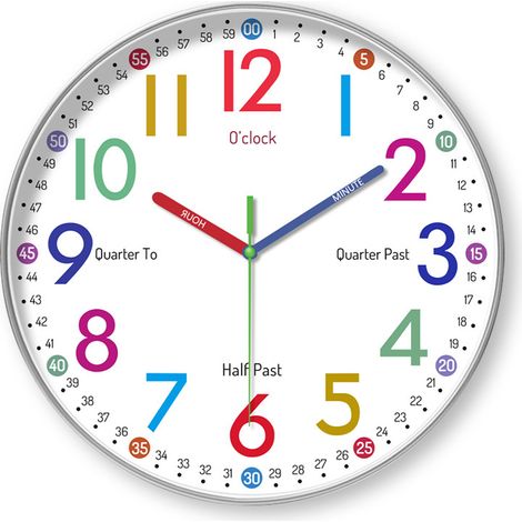Reloj De Pared Infantil - 25 Cm - Funcionamiento Silencioso - Para Habitación De Niños Y Salón - Unidad (1/5)