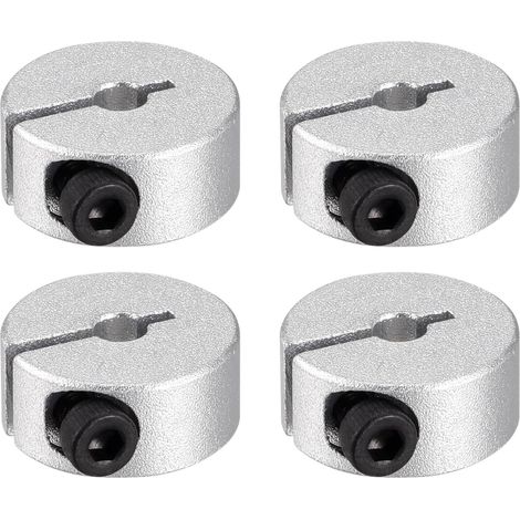 Alésage 6mm Collier de Serrage Fendu Simple 20mm OD 8mm Épaisseur, 4 Pcs Collier de Serrage en Alliage d'Aluminium avec Vis de Réglage pour Industrie Machines-Outils, Argenté (1/5)