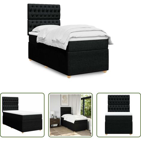 Matratze - Boxspringbett mit Matratze Schwarz 90x200 cm Stoff (1/5)
