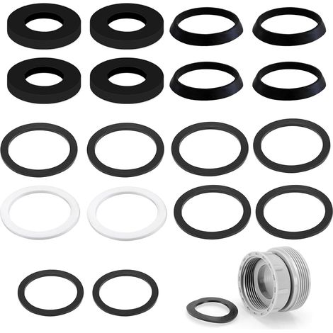 Joint d'étanchéité siphon 40mm 1 1/2", kit joints pour évier cuisine, joints plats et cunéiformes de remplacement pour tuyau évacuation (1/5)