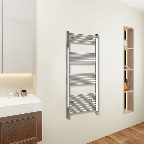 AICA 1400x400mm(HxW) Chrome Straight Central Heating Towel Rail Radiator