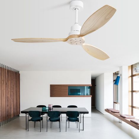 Ventilateur de plafond 132 cm avec télécommande, silencieux, 6 vitesses, réversible, naturel (1/5)