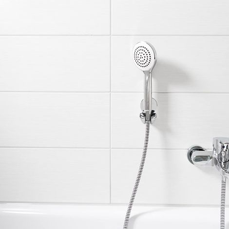 Support de Douche,  Argenté Support Pommeau Douchette, Support De Pomme De Douche Ventouse, Deux Emplacements pour Cartes, Compatible avec la Plupart des Douches (1/5)