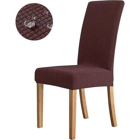marron-4 Pices Housses De Chaise, Couverture De Chaise De Salle Manger Extensible Protection De Chaise Moderne Amovible Lavable Pour La Dcoration (1/5)