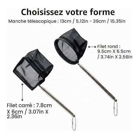 Epuisettes Aquarium Telescopiques Acier Inoxydable Filet Peche Poisson (1/4)