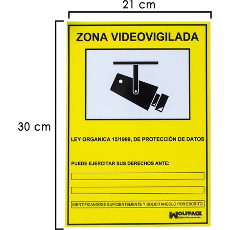 WOLFPACK LINEA PROFESIONAL - Affiche de la zone de vidéosurveillance 30x21 cm.