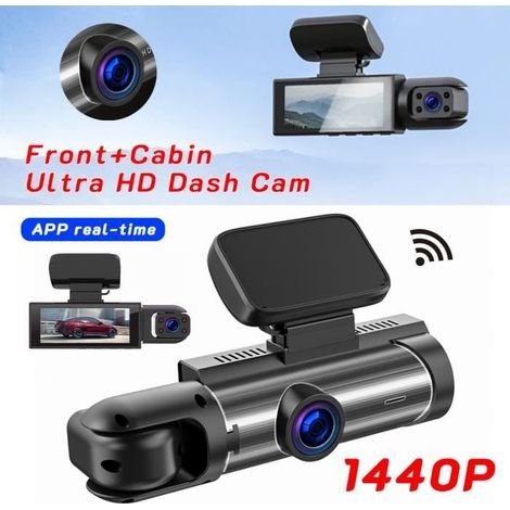 1440P-Autokamera, Dual-Dashcam für Front- und Innenraum mit 3,16"-Bildschirm, Nachtsicht und G-Sensor (1/4)