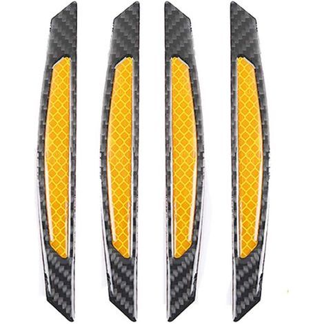 Set mit 4 universellen, kratzfesten Schutzaufklebern für Autotürkanten, hergestellt aus reflektierender, schwarzer Echtcarbonfaser (1/5)