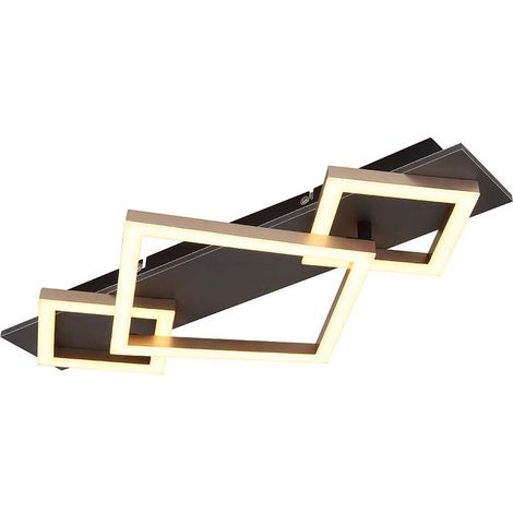 Deckenleuchte Deckenlampe Wohnzimmerleuchte LED Holz grau champagner L 54 cm (1/5)