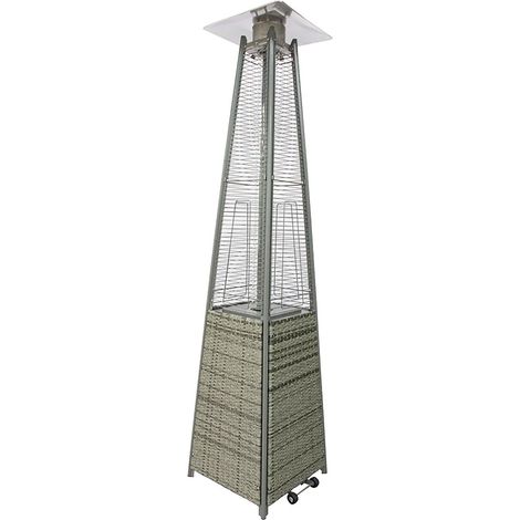 Stufa a Fungo a Gas Max 13kW Fiamma Viva Verticale 52x52x227 cm Pyramid Grigio Rattan (1/5)