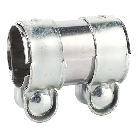 Connecteur de Tuyau Collier D'échappement 70mm Bande Tuyau D'échappement Acier Inoxydable Collier de Serrage Double D'échappement Manchon Raccord Tuyau Echappement (1/5)