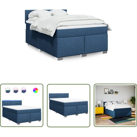 vidaXL Boxspringbett mit Matratze Blau 160x200 cm Stoff