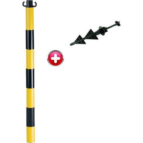 Poteau PVC Jaune/Noir avec pointe - 2000062