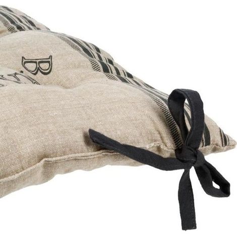 Atmosphera – Lot de 4 galettes de chaise en lin gris – Dimensions 40 x 40 cm – Attaches pour maintien sécurisé – Confort intérieur et extérieur - WEB2O (1/4)