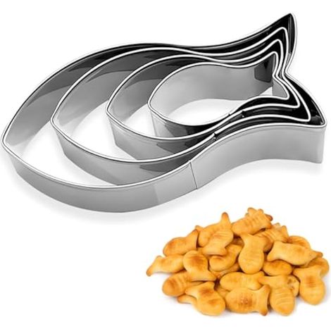 Emporte-pièces Poisson Set, 4 pièces en Acier Inoxydable, Moules à Biscuits pour Enfants - Idéal pour Bricolage, goûters de Fête et Occasions Spéciales (Baptême, Communion) (1/4)