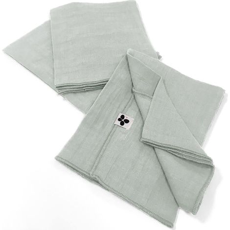 OUREA - Lot de 3 Serviettes 40x40cm Gaze de Coton Eucalyptus (1/5)