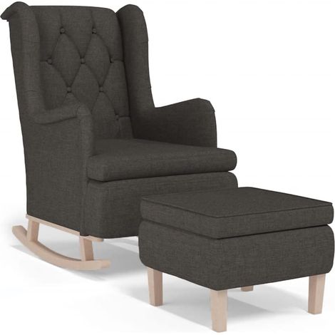 Maison Exclusive - Schaukelsessel mit Hocker Dunkelgrau Stoff