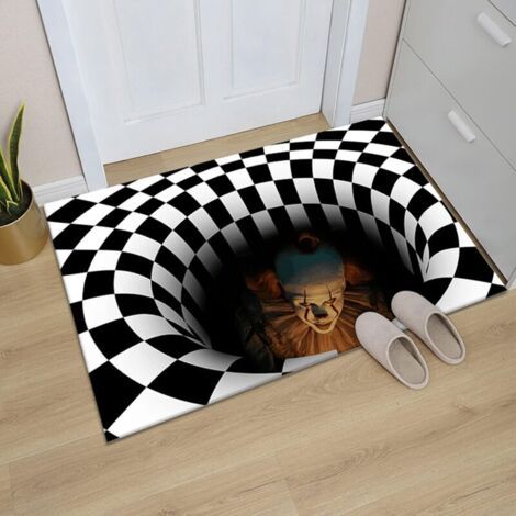 Tapis Illusion D'optique 3D, Tapis Rectangulaire Antidérapant à Motif de Piège à Clown, Tapis Doux d'horreur pour Les Décorations Halloween(5080cm) (1/5)