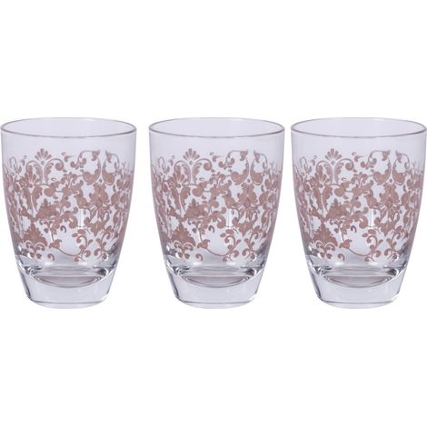 MAURY'S SISSI TRIS DI BICCHIERI PER ACQUA IN VETRO DESIGN ROSA