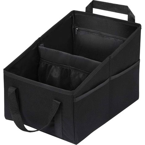 Organizzatore pieghevole per sedile auto - Scatola portaoggetti per sedile passeggero - Accessori per auto - Borsa portaoggetti per sedile posteriore - Con divisori, maniglie e tasche multiple