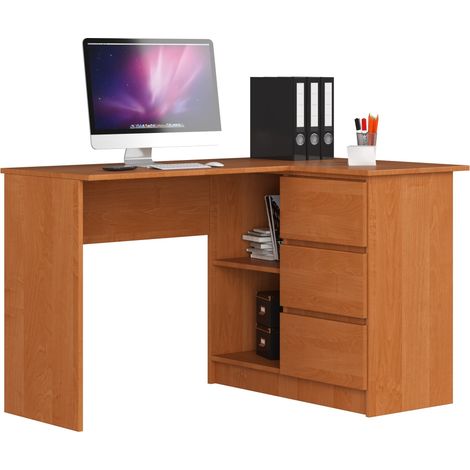 Scrivania angolare AKORD B16 Ontano 124 cm 3 cassetti 124x85x77 cm Modello a destra