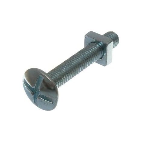 Lot de 100 boulons de toiture à tête cruciforme + écrous carrés BZP Plaqué zinc M8 x 50 mm (1/2)
