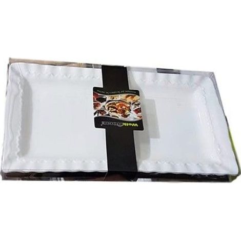 Trade Shop - VASSOIO IN CERAMICA BIANCO PIATTO DA PORTUNITÄTEN DIM 31,5X17,5CM BAR -