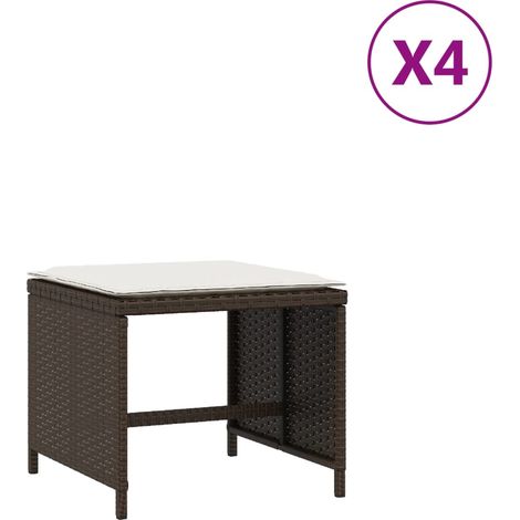 Maison Exclusive - Sgabelli Giardino con Cuscini 4pz Marroni 40x40x35cm Polyrattan