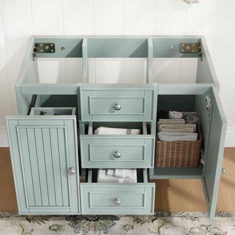 Armoire lavabo verte 78,5×46×46,8 cm avec 3 tiroirs et grand rangement,modèle suspendu pour salle de bain.