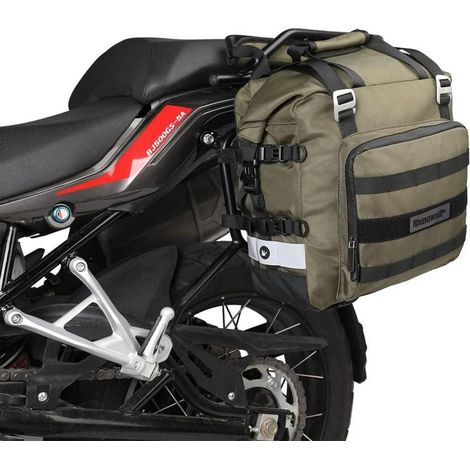 Motorrad Satteltasche wasserdicht Schnellverschluss Adventure Grün 20L (1/5)