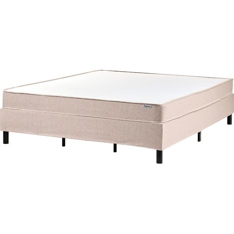 Letto matrimoniale con rete in tessuto 180 x 200 cm con materasso a molle insacchettate senza testiera beige Countess