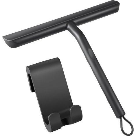 Raclette Pour Vitre - Lame En Silicone Souple - Pour Parois De Douche Et Vitres - 21 Cm - Noir - 1 Pièce (1/4)