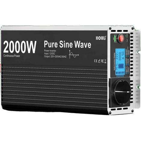 Wechselrichter, reine Sinuswelle, intelligentes digitales Display, Spitzenleistung 4000W-a, Europa-a, 12V, 220V-a (1/2)
