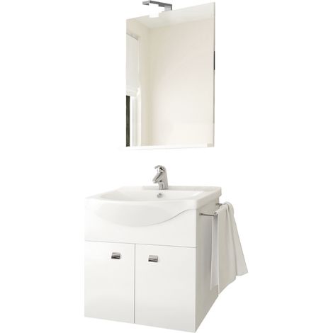 Mobile bagno lavabo e base a 2 ante con specchio illuminazione led (1/4)
