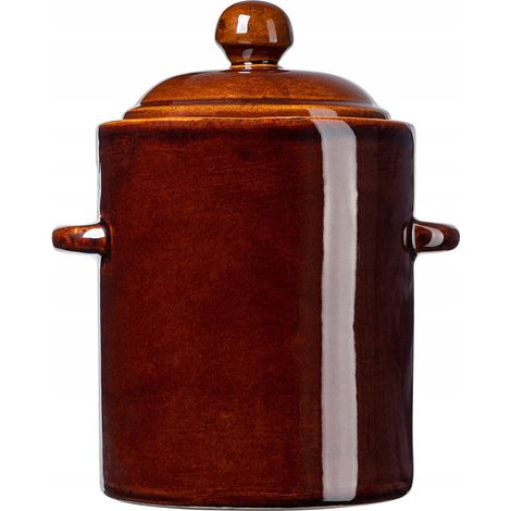 KADAX Steinzeugtopf, Dichter Keramiktopf mit Deckel, Steinguttopf, 5L