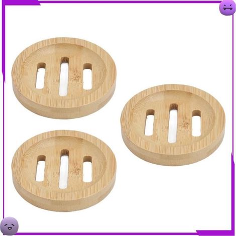 AUCUNE Porte-savon rond en bambou Porte-savon en Bambou, Porte-savon Portable, élégant et Sûr pour la electromenager rasoir (1/5)