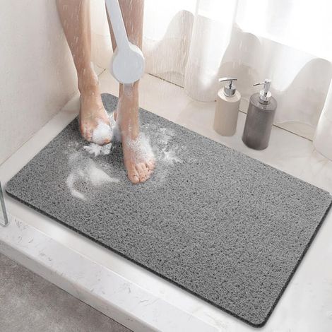 Tappetino antiscivolo per doccia, 60x40 cm, tappetino da bagno antiscivolo in morbida luffa di PVC per il bagno, ad asciugatura rapida, grigio (1/4)