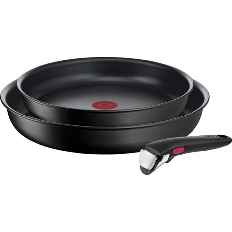 Tefal Ingenio Eco Resist Lot 2 poêles 24/28 cm + poignée amovible, Empilable, Induction, Facile à nettoyer, Revêtement antiadhésif