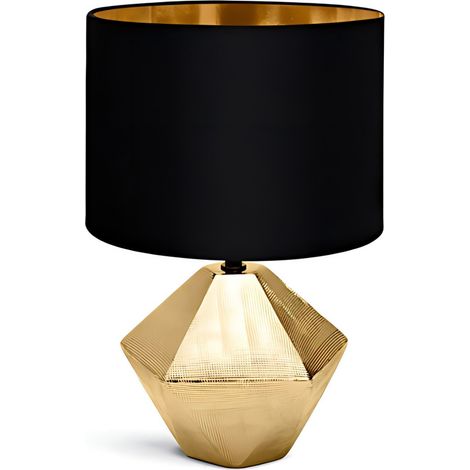 Lampe décorative en céramique de style luxueux, culot E14, noire et dorée, pour intérieurs modernes