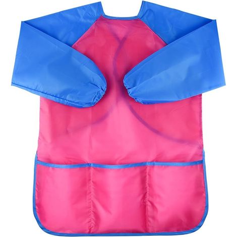Tablier de peinture imperméable Kuuqa pour enfants, manches longues, 3 grandes poches (peintures et pinceaux non inclus), multicolore, taille unique (1/5)