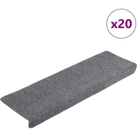 Tappetini per scale autoadesivi 20 pz 65x21x4 cm Grigio chiaro bordo rettangolare vidaXL