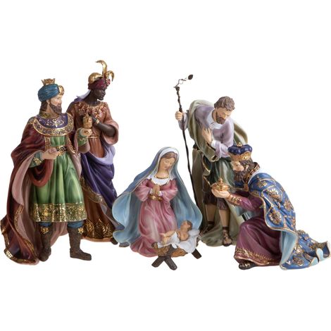Statuette Natività con 6 personaggi da presepe, multicolor, 33 cm (1/5)