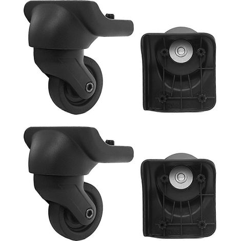 Lot de 4 roulettes noires pratiques pour réparer une valise à roulettes, avec rotation à 360° pour un voyage tout en douceur. (1/5)