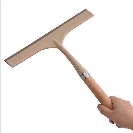 Grattoir de douche générique – Accessoires de salle de bain et de douche pour le nettoyage des surfaces vitrées, lame de nettoyage de douche, nettoyage des fenêtres, miroirs et cabines – Manche en boi (1/4)